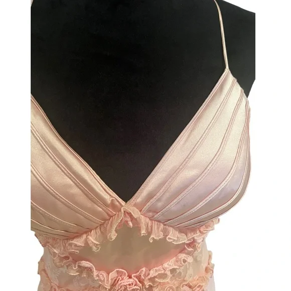 NWT CASSANDRA STONE SILK PINK DRESS W/ LACE OVERLAY DETAILS & BEADS HALTER TOP - Picture 7 of 11